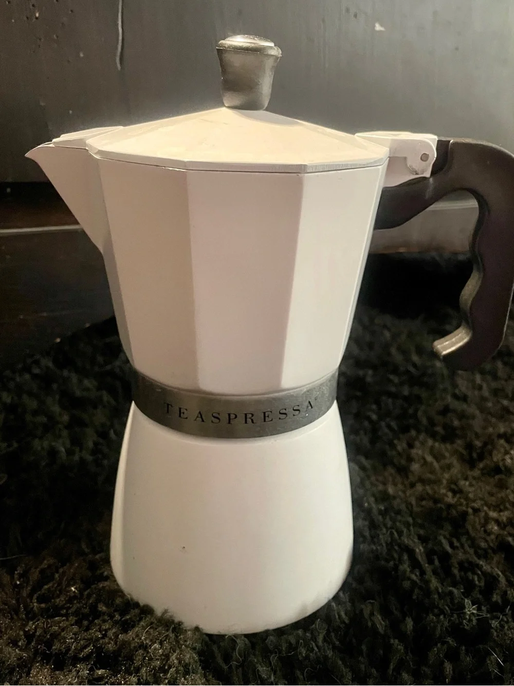 Teaspressa White Stovetop Coffee Maker Moka Pot with Black Handle brand New